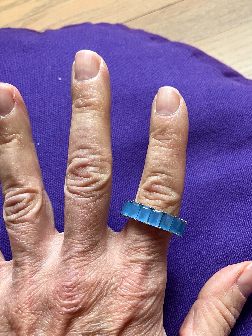 Blue Baguette Stone Eternity Ring - Women Jewelry